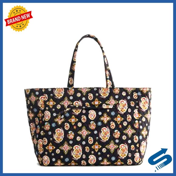 Premium Cotton Travel Tote Bag with Laptop Pocket 15x17x6